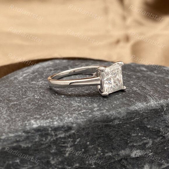 NEW Certified 2ct. t.w. Princess Cut Moissanite  Ring - Picture 7 of 8